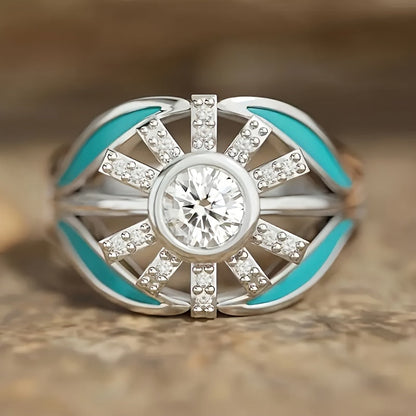 9pcs Bohemian Turquoise Stackable Ring Set for Women – Luxury Boho Multi-Element Gold Tone Synthetic Turquoise Rings, Fashion Jewelry for Daily Wear, Wedding, Engagement, Gift for Girlfriend & Lover, Sizes 6-11