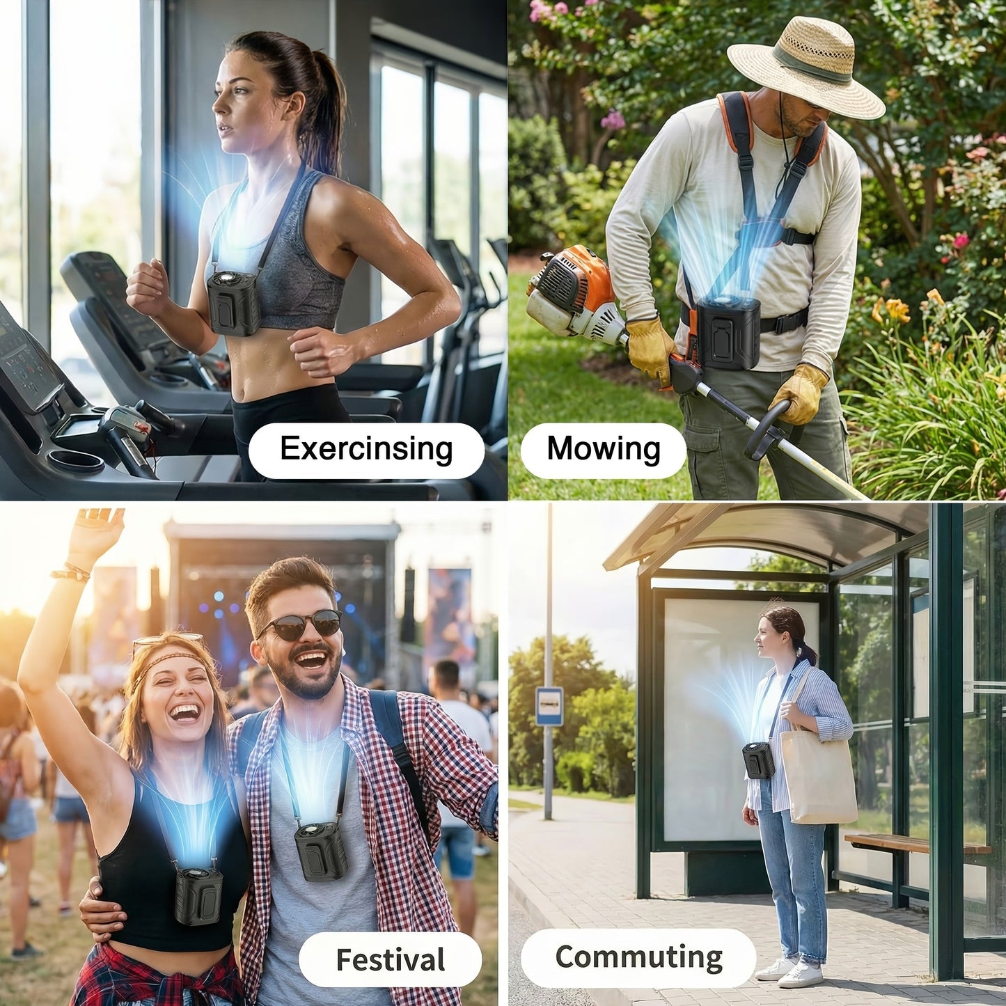 Portable Neck & Waist Fan 18000RPM Brushless Motor – 199-Speed Adjustment, 5000mAh Battery, LED Power Display, Hands-Free Wearable Cooling Fan for Outdoor Work, Camping, Fishing, Hiking & Travel
