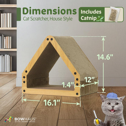 Large House-Shaped Cat Scratcher Lounger – Reversible 5-Layer Cardboard Cat Scratching Pad & Board, 16x14x12 Inch, Protects Furniture, for Indoor Cats of All Sizes, Brown/White