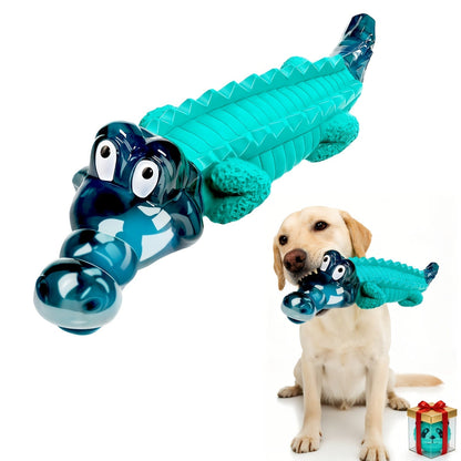 Crocodile Dog Chew Toy for Aggressive Chewers – Indestructible Milk Flavor Rubber Chew Toy with Dental Ridges for Large Medium Dogs 20-100 lbs, Tough Boredom Relief & Teeth Cleaning