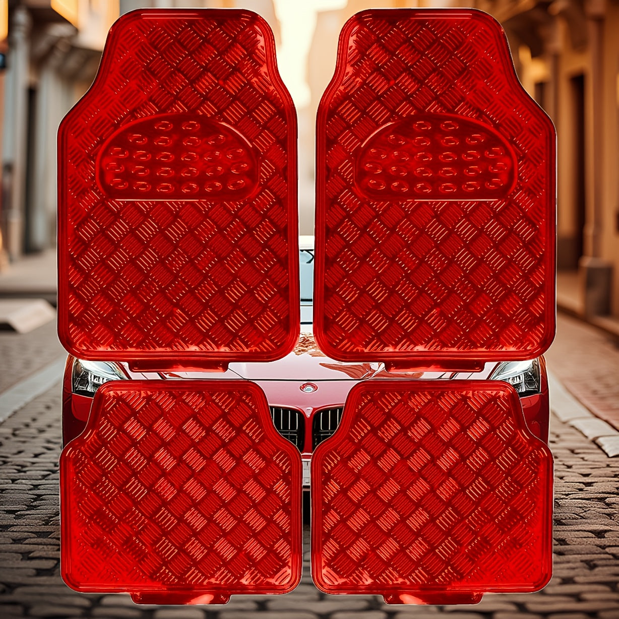 4-Piece Car Floor Mats Set Waterproof All-Weather Heavy Duty - Non-Slip Dustproof Easy Clean Universal Fit for SUV Truck Sedan, Full Coverage Interior Protection Mats in Multiple Colors