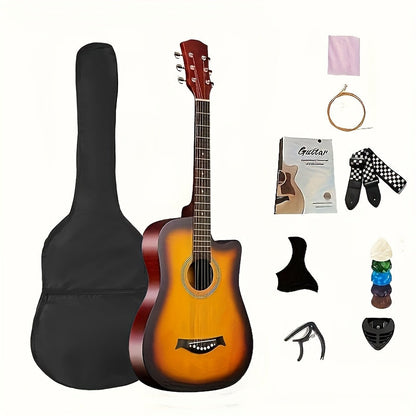 38-Inch Basswood Acoustic Guitar for Beginners – Full-Size Folk Style Steel String Guitar with Rich Warm Tone, Ideal for Practice, Performance & Learning, Available in 5 Colors
