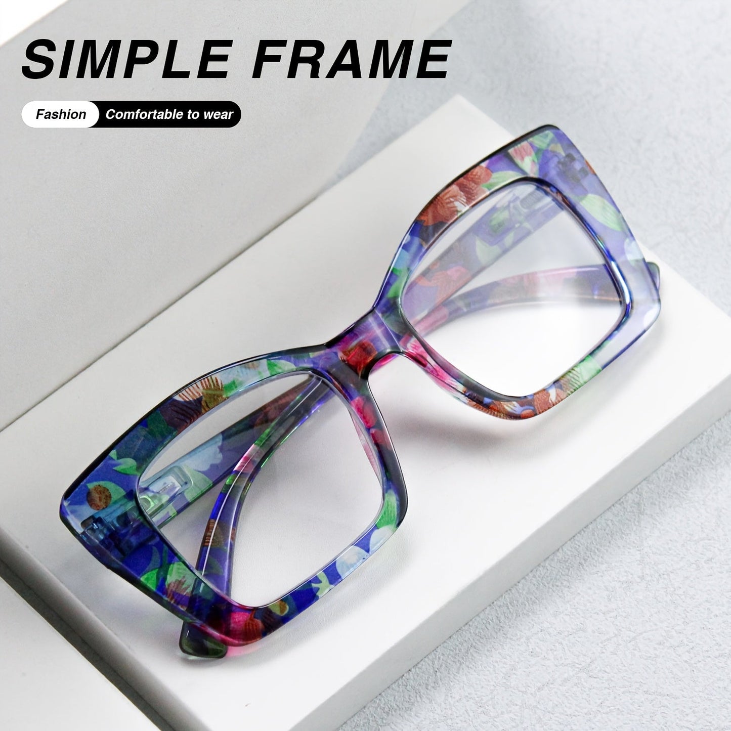 Women's Reading Glasses Set 7 Pairs – Large Square Vintage Style, Spring Hinges, +1.0 to +4.0 Magnification, Durable PC Frame, Stylish Everyday Eyewear for Women