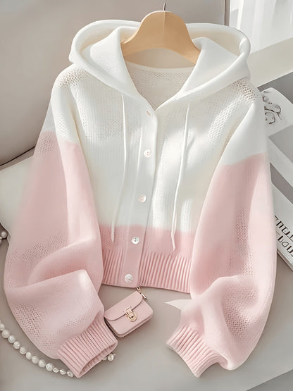 Women's Color Block Hoodie Cardigan Casual Loose Cropped – Lightweight Spring Summer Sporty Zip-Up Sweatshirt Jacket, Pastel Aesthetic Top for Daily Wear Office Parties S M L XL XXL