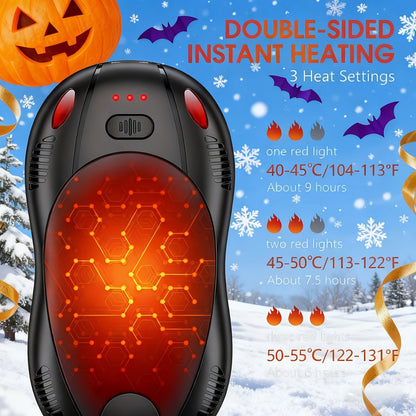 Rechargeable Hand Warmer 2-in-1 Double Sided Heating with Magnetic Suction – 3-Speed Temperature Control, Portable Electric Pocket Warmer for Skiing, Camping, Hiking & Winter Outdoor Use