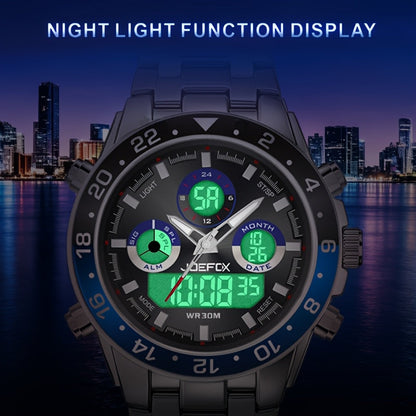 Men's Vintage Business Chronograph Watch with Steel Band – Dual Movement Waterproof Wristwatch with Band Adjustment Tool Father's Day Birthday Gift for Men