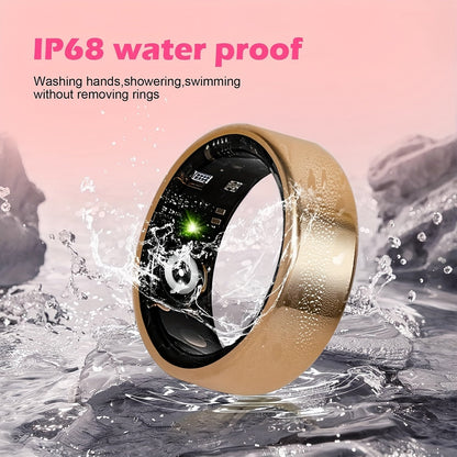 Smart Ring Health Fitness Tracker Bluetooth 5.3 IP68 Waterproof Sport Mode Pedometer Sleep Step Calorie Stress Body Temp Period Tracker for Men Women Android iPhone Gift