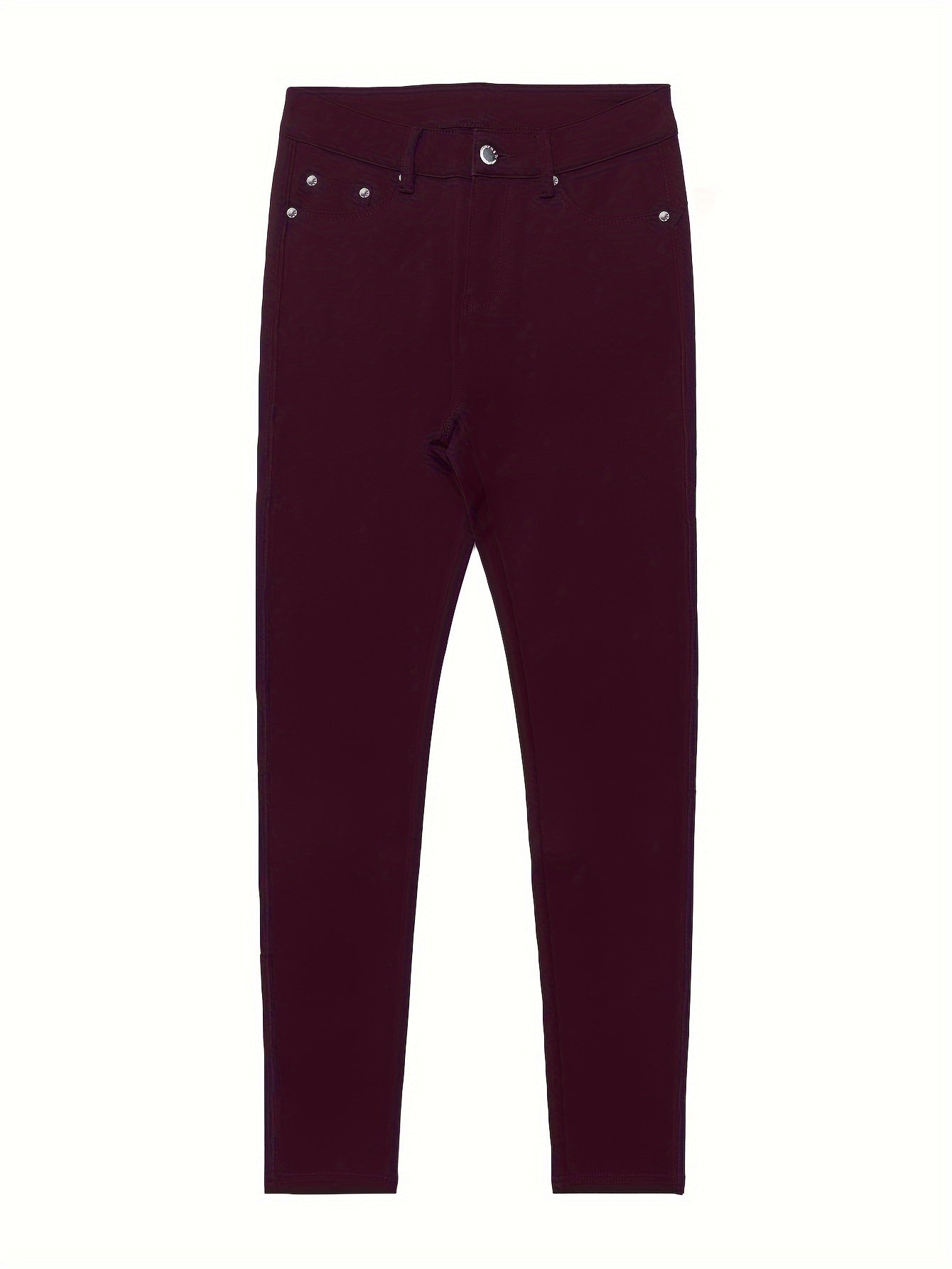 Women's High Waist Stretch Skinny Jeans Metal Button Street Style Slim Fit Denim Pants 10 Colors S-XXL Everyday Wear