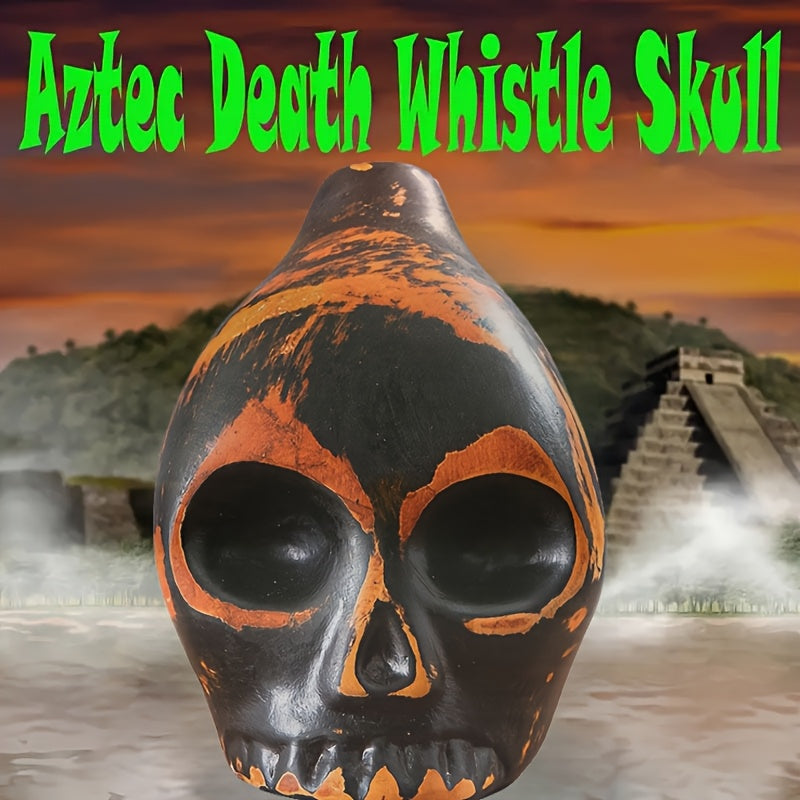 Aztec Death Whistle Handcrafted Ceramic Skull Musical Instrument Replica – Unique Gift for History Lovers, Collectors & Halloween Decor, No Batteries Required