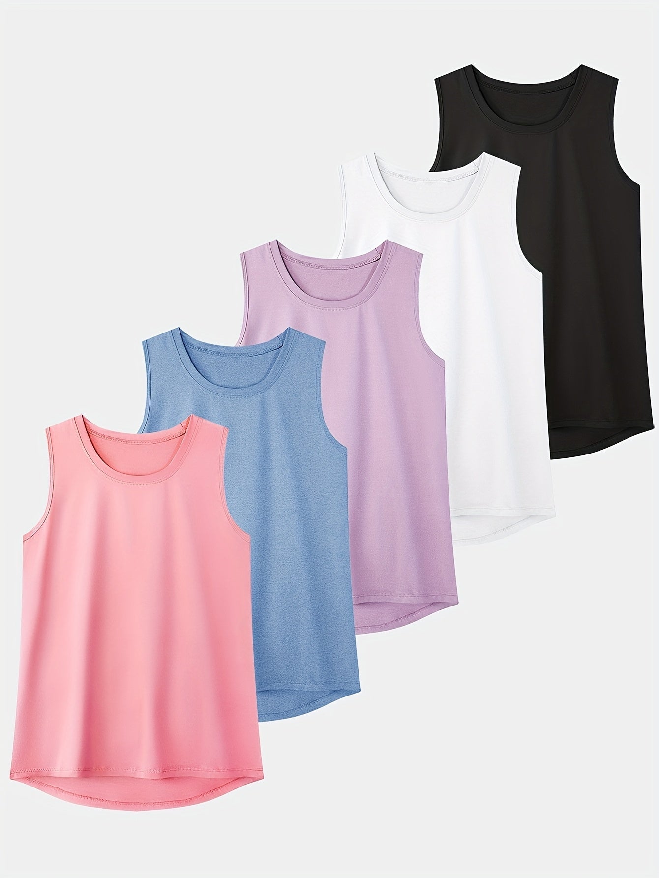 5 Pack Women's Athletic Tank Tops Quick Dry I-Back Design – Breathable Moisture-Wicking Workout Shirts for Fitness Training, Running & Gym, Sizes S-XXL, Mixed Colors