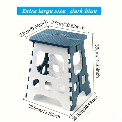 Portable Camping Stool – Lightweight PP Polypropylene Oval Seat for Indoor Outdoor Use, Hiking Fishing Picnic Beach, Foldable Compact Design, Dark Blue, Great Gift Idea