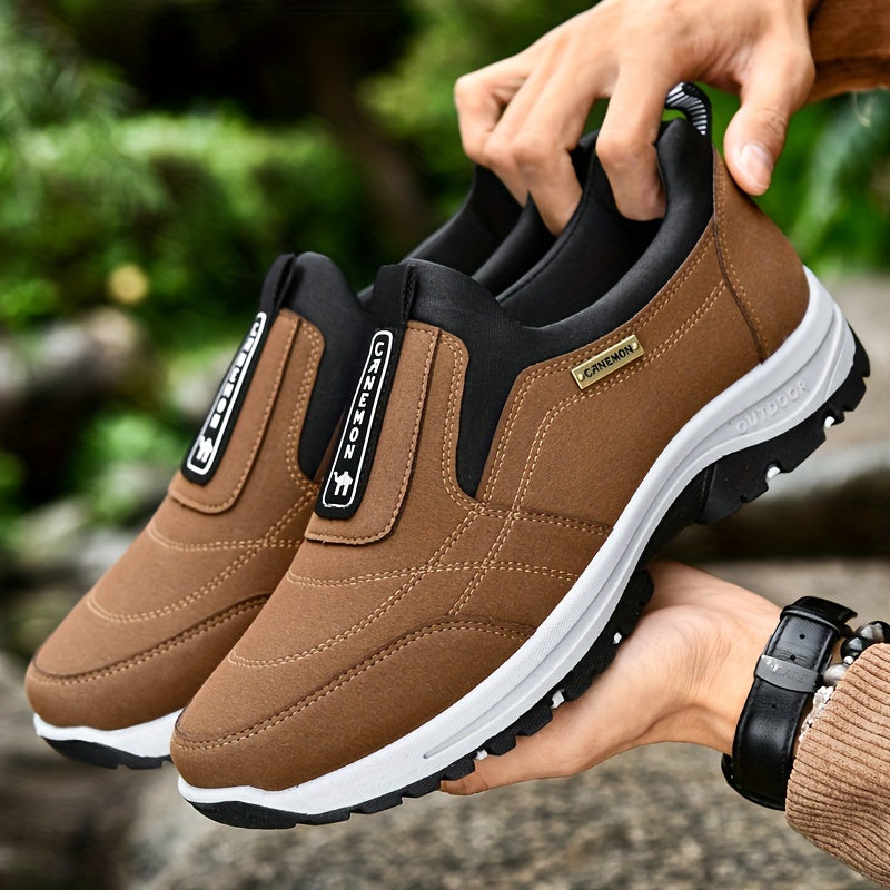 Men's Low-Top Letter Print Casual Sneakers Slip-On Athletic Shoes with Cushioned Insole – Comfortable Round Toe for Gym, Office & Daily Wear, Sizes US 6–11