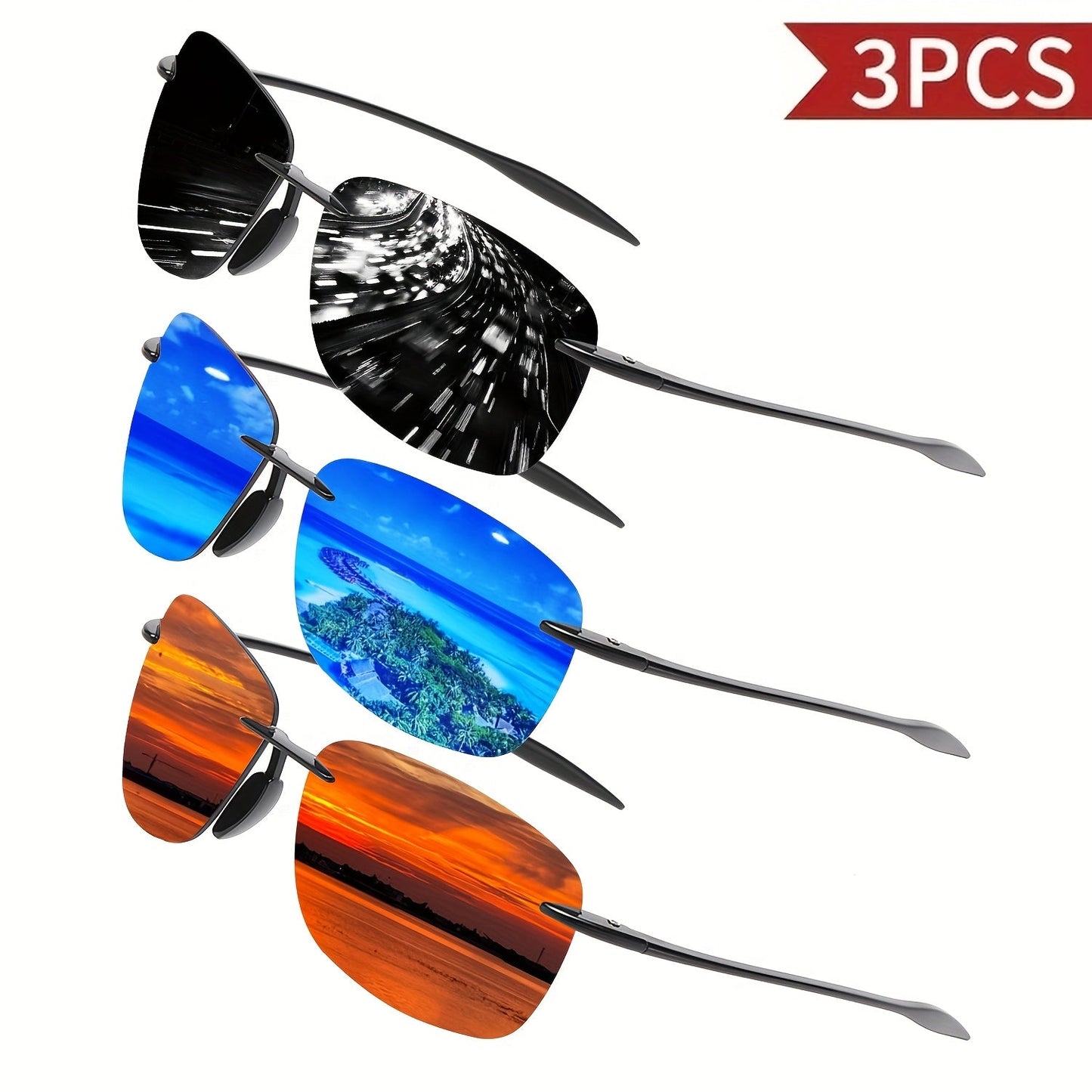 Polarized Sunglasses for Men – 3 or 6 Pack UV400 Protection Anti-Glare HD Lenses, Lightweight PC Frame, Driving & Outdoor Sports Glasses, Bulk Gift Set for Him