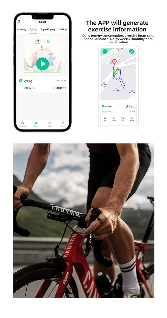 Smart Ring Health Fitness Tracker Bluetooth 5.3 IP68 Waterproof Sport Mode Pedometer Sleep Step Calorie Stress Body Temp Period Tracker for Men Women Android iPhone Gift