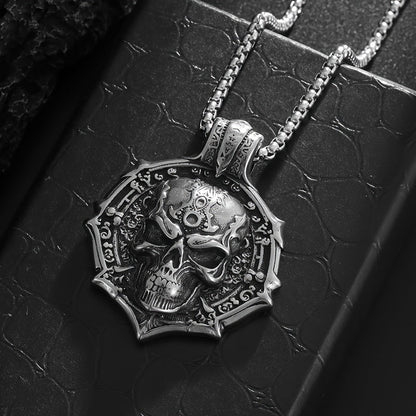 Gothic Skull Pendant Necklace for Women – 316L Stainless Steel, White K Plated, Non-Magnetic, Tarnish-Resistant, Edgy Statement Jewelry for Everyday & Special Occasions