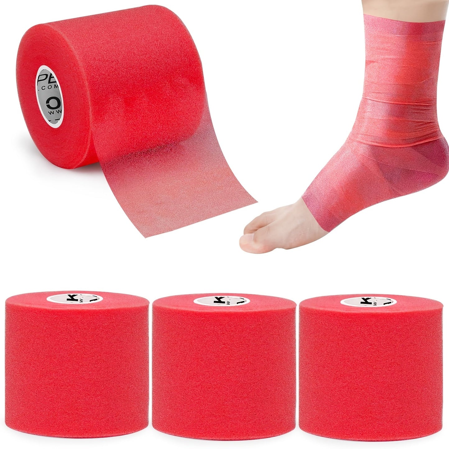 Pre Wrap Tape 4-Rolls Athletic Foam Underwrap for Sports - Protect Ankles Wrists Hands Knees, 2.75 Inch x 30 Yards Each Roll, OK TAPE Sports Underwrap