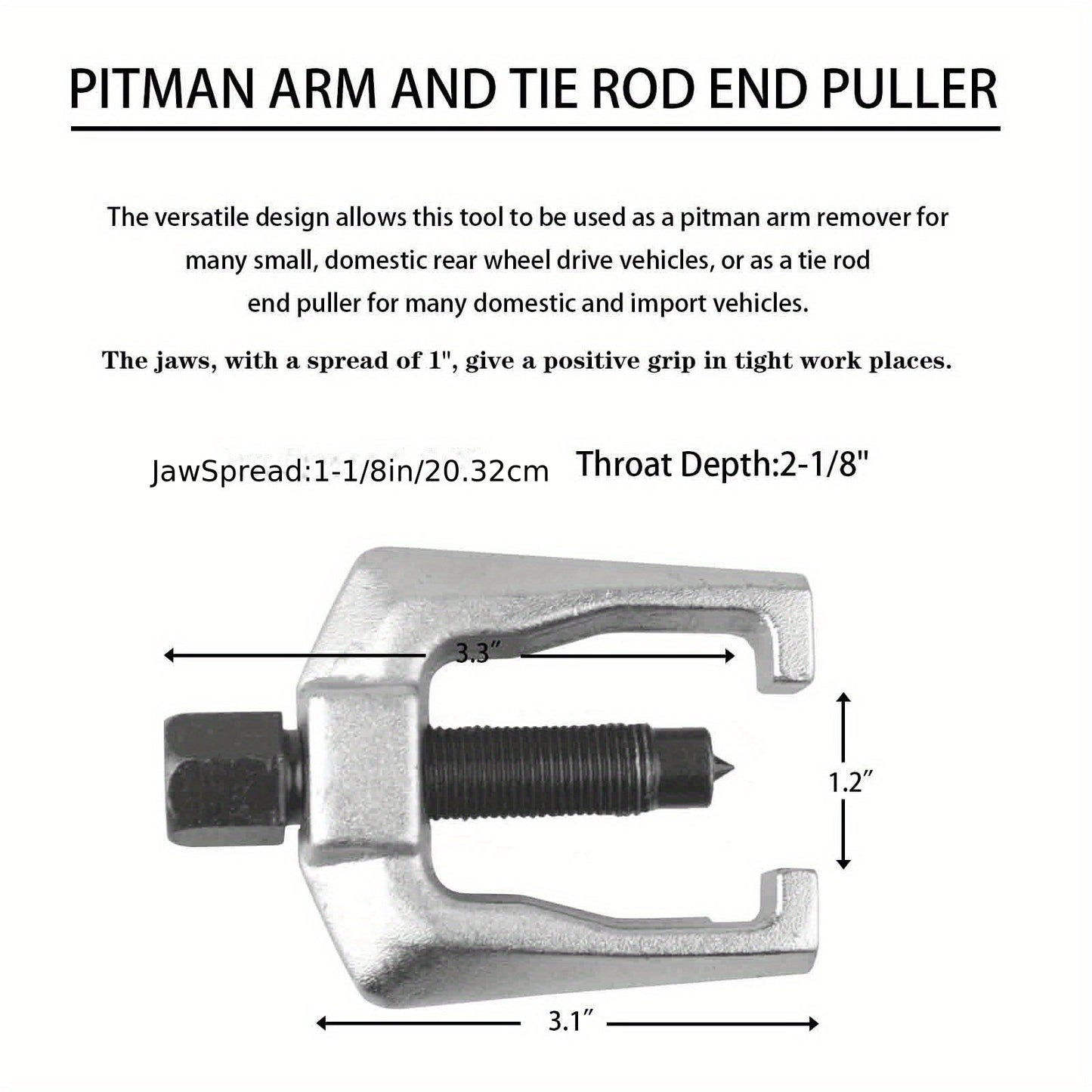 5-Piece Front End Service Kit - Pitman Arm Puller, Ball Joint Separator & Tie Rod Removal Tool Set, Heavy Duty Forged Steel, Universal Fit for Most Vehicles, Includes Carrying Case