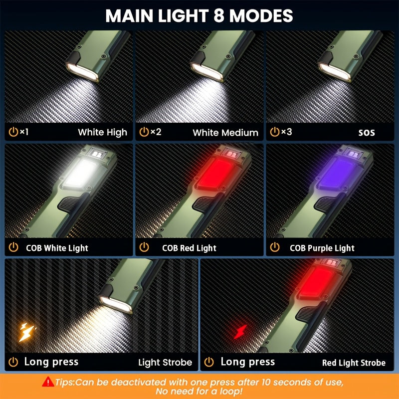 Rechargeable EDC Flat Flashlight 3000 Lumens – Tactical LED UV Flashlight 8 Modes 100M Range, Aluminum Body Digital Display, USB Rechargeable 18650 Battery, Camping Hiking Emergency Gift for Men