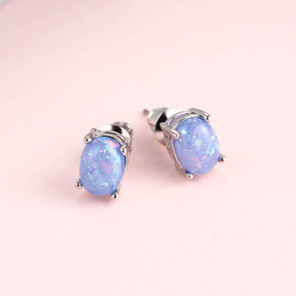 Black Opal Earrings S925 Sterling Silver Genuine Black Opal Inlay October Birthstone Stud Earrings for Women - Elegant Daily Vacation Jewelry Birthday Christmas Gift for Her