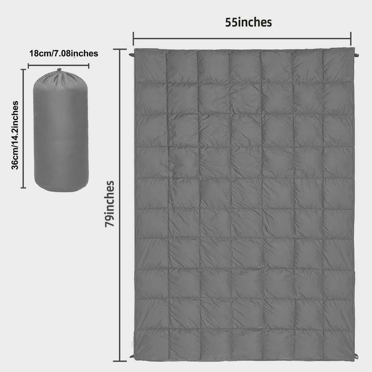 Outdoor Camping Puffy Blanket Foldable Lightweight Warm DWR Water Resistant with 3D Eye Mask 140x200cm for Camping Travel Car Beach Stadium Hammock Sofa Festival