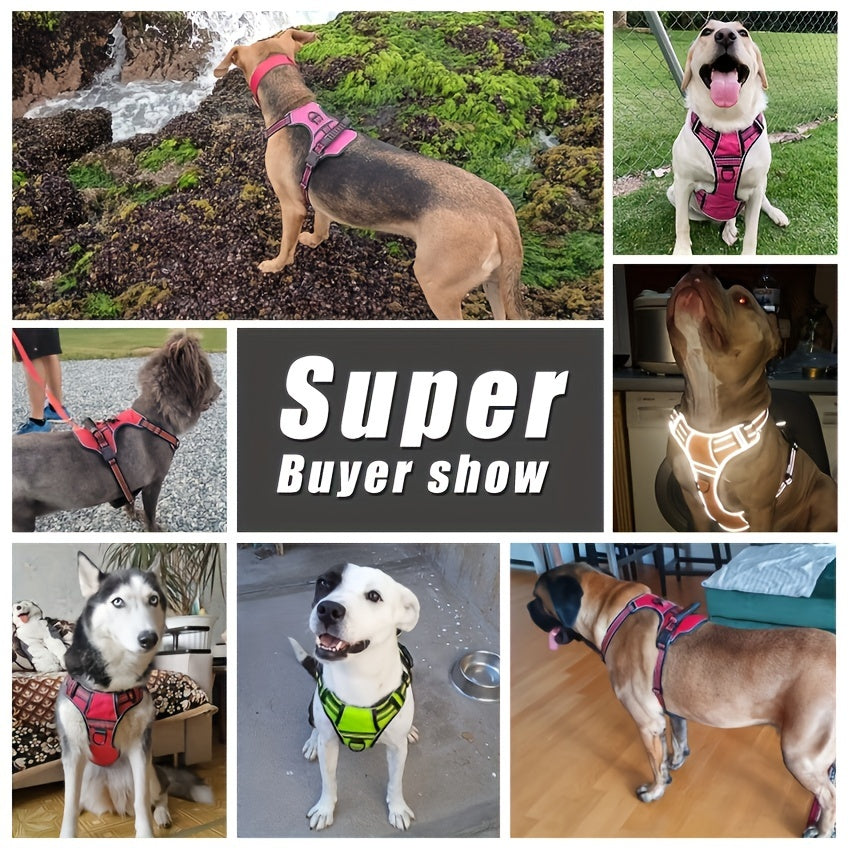 No-Pull Dog Harness & Leash Set 6-in-1 – Reflective No-Choke Oxford Vest with Dual Leash Clips & Easy Control Handle for Small Medium Large Dogs, 5 Colors XS to XL