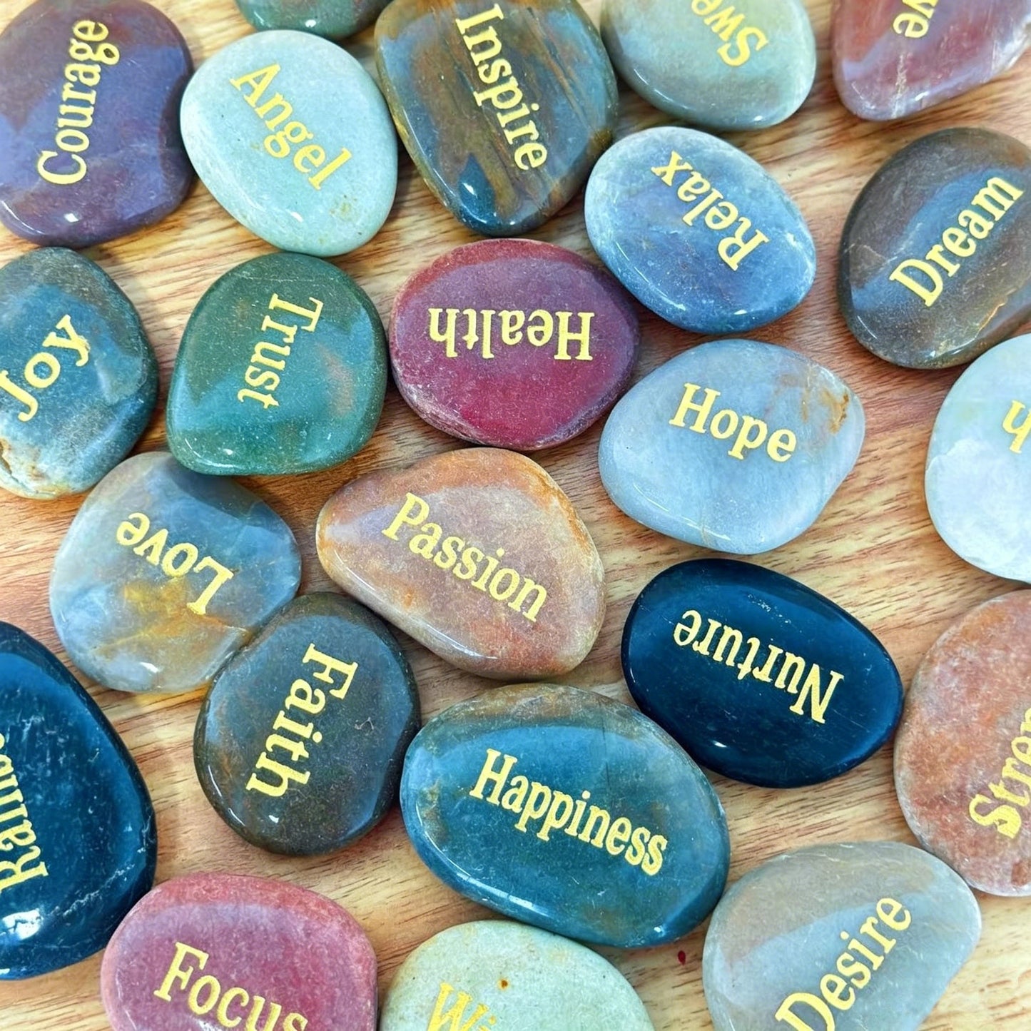 25pcs Engraved Inspirational Stones Set – Laser Engraved Motivational Word Rocks for Home Decor, Garden, Prayer & Gifts for Friends, Family & Valentine’s Day