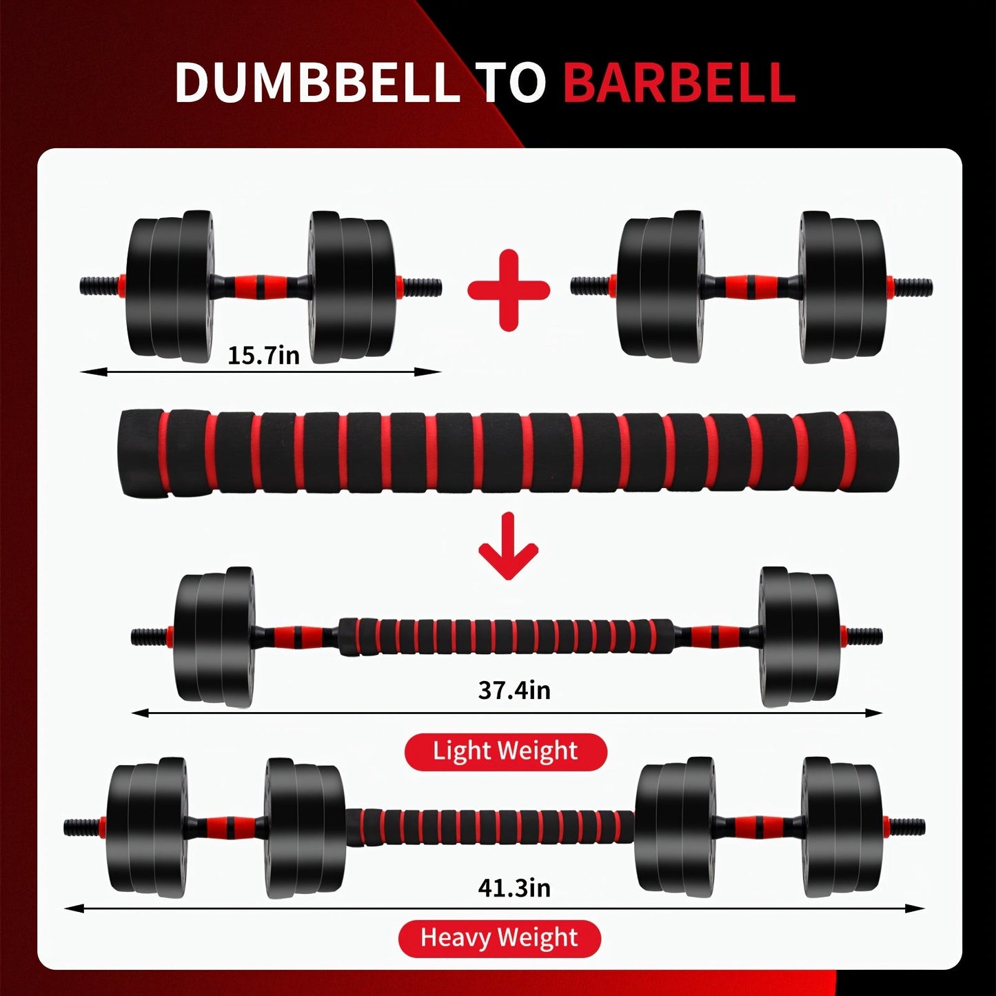 Adjustable Dumbbell Set 22LB & 44LB for Men & Women – Free Weight Home Gym Equipment with Barbell Connector & Bumper Plates for Strength Training, Muscle Building & Fitness Workouts