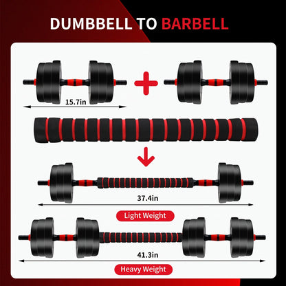 Adjustable Dumbbell Set 22LB & 44LB for Men & Women – Free Weight Home Gym Equipment with Barbell Connector & Bumper Plates for Strength Training, Muscle Building & Fitness Workouts