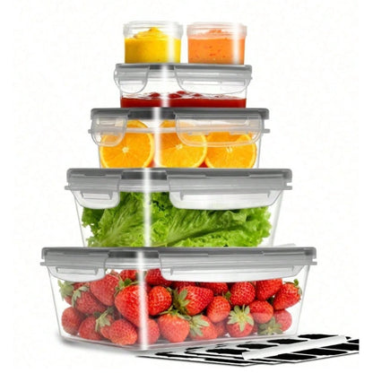 Stackable Food Storage Containers with Lids Set 12/24/48/50 Pieces - Leakproof Meal Prep Containers, Microwave Freezer Dishwasher Safe, Clear Plastic Containers for Leftovers, Fruits, Vegetables & Pantry