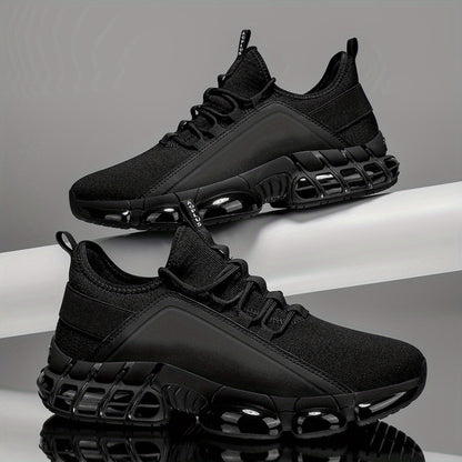 Men's Lightweight Breathable Running Shoes, Low-Top Road Training Sneakers with Rubber Sole & Lace-Up Closure, All-Season Comfort Athletic Footwear for Gym, Training & Casual Wear - White, Black, Blue, Khaki