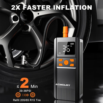 Portable Tire Inflator 150PSI Cordless with 5000mAh Battery, 4+ Inflation Modes, Auto-Stop & LED Light – Digital Gauge Air Compressor for Car, Motorcycle, Bicycle & Sports Balls – Velora