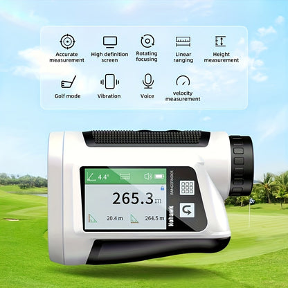 Nohawk 1000 Yard Laser Rangefinder with Side Color Display USB Rechargeable English Voice Broadcast Slope Compensation Vibration Alerts 9 Modes M Yard Ft for Golf Hunting Disc Golf Black White