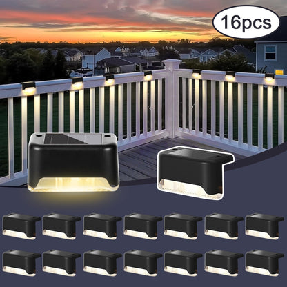 Solar Deck Lights Outdoor Waterproof LED Step Stair Fence Lights 8 16 32 Pack Auto Dusk to Dawn 800mAh Warm White Solar Powered Pathway Patio Garden Driveway Yard Wall Lighting