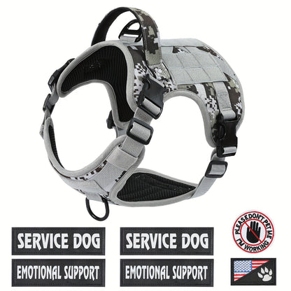 Tactical Dog Chest Harness – Military-Style No-Pull Pet Vest with Control Handle, Adjustable Secure Fit for Active Dogs, Solid Pattern, Sizes S to XL, Ideal for Training Hiking Walking
