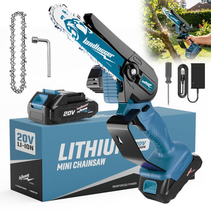 Mini Chainsaw Cordless 6 Inch Battery Powered Electric Chainsaw with Safety Guard Adjustable Chain Ergonomic Grip for Tree Trimming Branch Cutting Yard Work - Gift for DIY Home Garden Outdoor