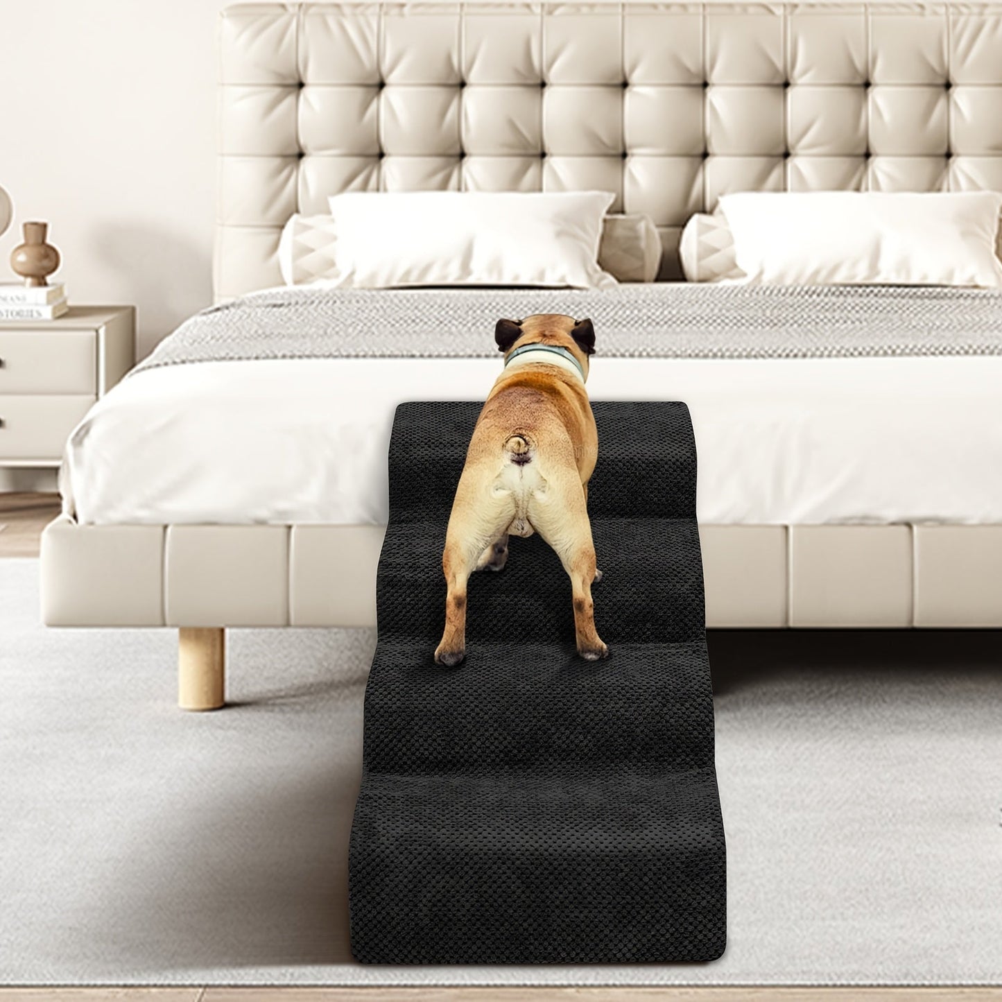 Memory Foam Dog Steps Pet Stairs 2 3 4 Step with Non-Slip Bottom & Washable Cover – Supportive Pet Steps for Sofa Bed, Great for Senior Dogs & Puppies, Multiple Colors
