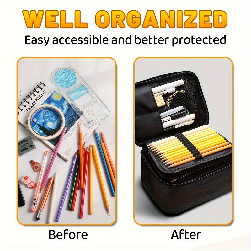 Colored Pencil Case 168-Slot Large Art Organizer with 7 Detachable Layers – Polyester, Multiple Zipper Pockets, Holds Markers & Colored Pencils, Perfect Gift for Artists, Students & Adults