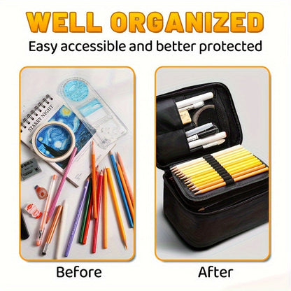 Colored Pencil Case 168-Slot Large Art Organizer with 7 Detachable Layers – Polyester, Multiple Zipper Pockets, Holds Markers & Colored Pencils, Perfect Gift for Artists, Students & Adults