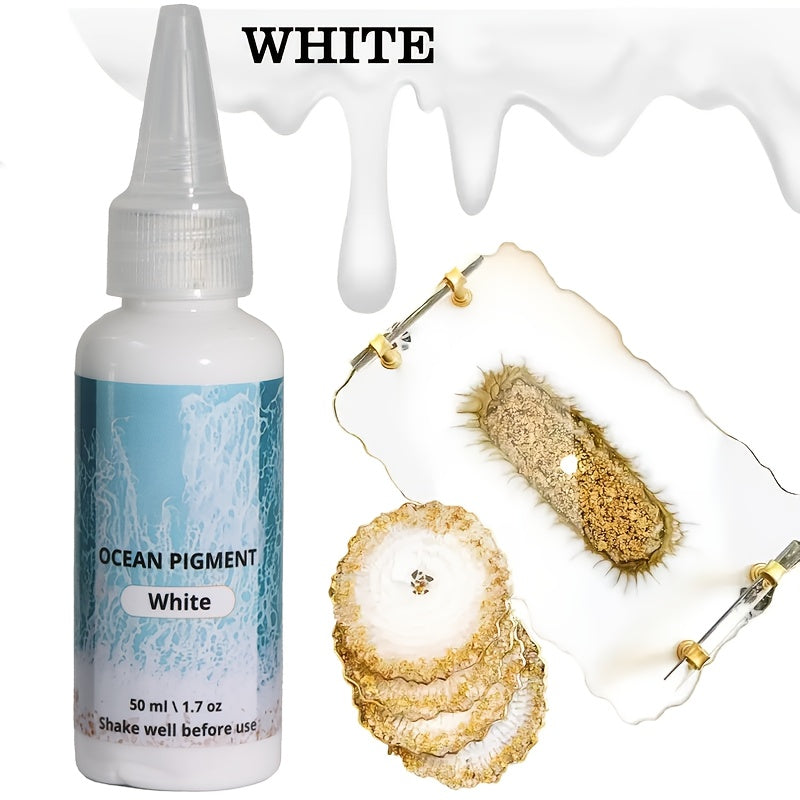 Ocean Wave Resin Paint Set 3 Colors White Sea Blue Deep Blue High Concentration Oil-Based Pigment Fade-Resistant Dye for Epoxy Resin Art Crafts 1.69oz Each