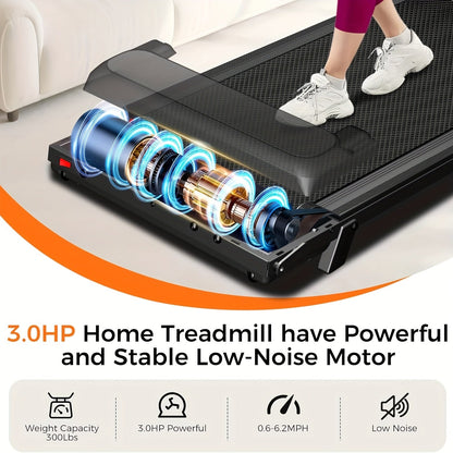 3-in-1 Foldable Treadmill with 14% Incline – Portable Home Treadmill with Handle, 300 LBS Capacity, 3.0HP Quiet Motor, Walk Jog Run Modes, Compact Walking Pad for Home Gym
