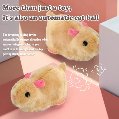 Interactive Cat Toy Ball USB Rechargeable - Motion Activated Auto Rolling Toy for Indoor Cats & Dogs, Engages Bored Adult Pets, Cartoon Design, Small Medium Large Breeds, Blue & Pink
