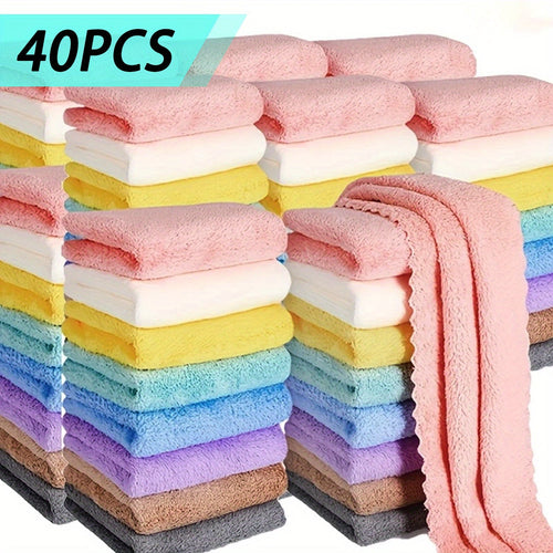 40-Pack Cleaning Cloths Soft Absorbent Household Rags 9.4x9.4 Inch | Multi-Purpose Square Towels Kitchen Bathroom Car Cleaning | Reusable Washable Random Colors | Bulk Value Pack | Gift for Mom