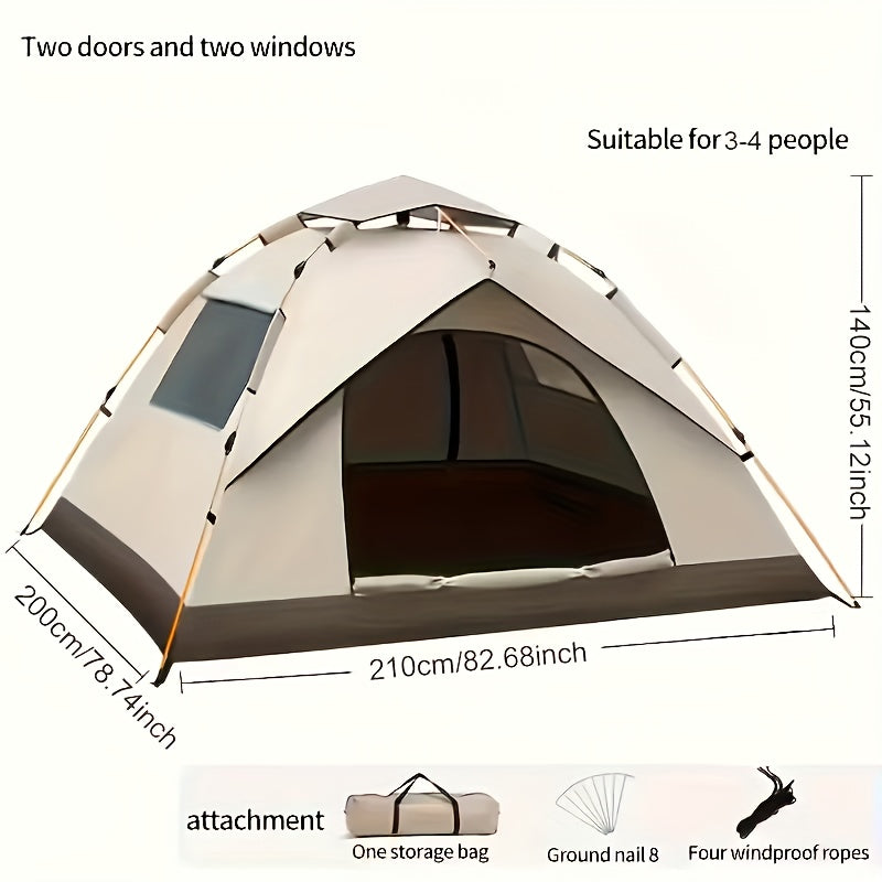 SKYNEST Automatic Instant Setup Camping Tent 1-3 and 3-4 Person All-Season Windproof Lightweight Tent Dual Doors Mesh Windows for Camping Hiking Hunting Travel Outdoor Shelter Green Beige