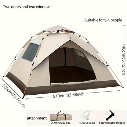 SKYNEST Automatic Instant Setup Camping Tent 1-3 and 3-4 Person All-Season Windproof Lightweight Tent Dual Doors Mesh Windows for Camping Hiking Hunting Travel Outdoor Shelter Green Beige