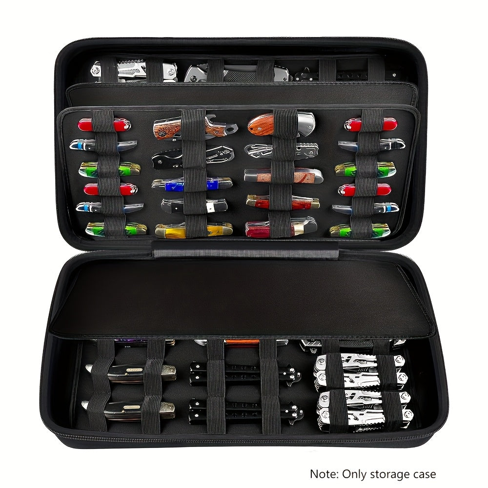 Knife Display Case 88 Slots Large Capacity Pocket Knife Storage Organizer for 66+ Folding Knives, Hard EVA Shell with Elastic Bands, 4 Slot Sizes, Smooth Zipper, Portable Carry Handle – EDC Knife Collector Case