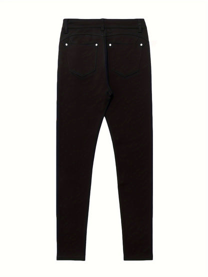 Women's High Waist Stretch Skinny Jeans Metal Button Street Style Slim Fit Denim Pants 10 Colors S-XXL Everyday Wear