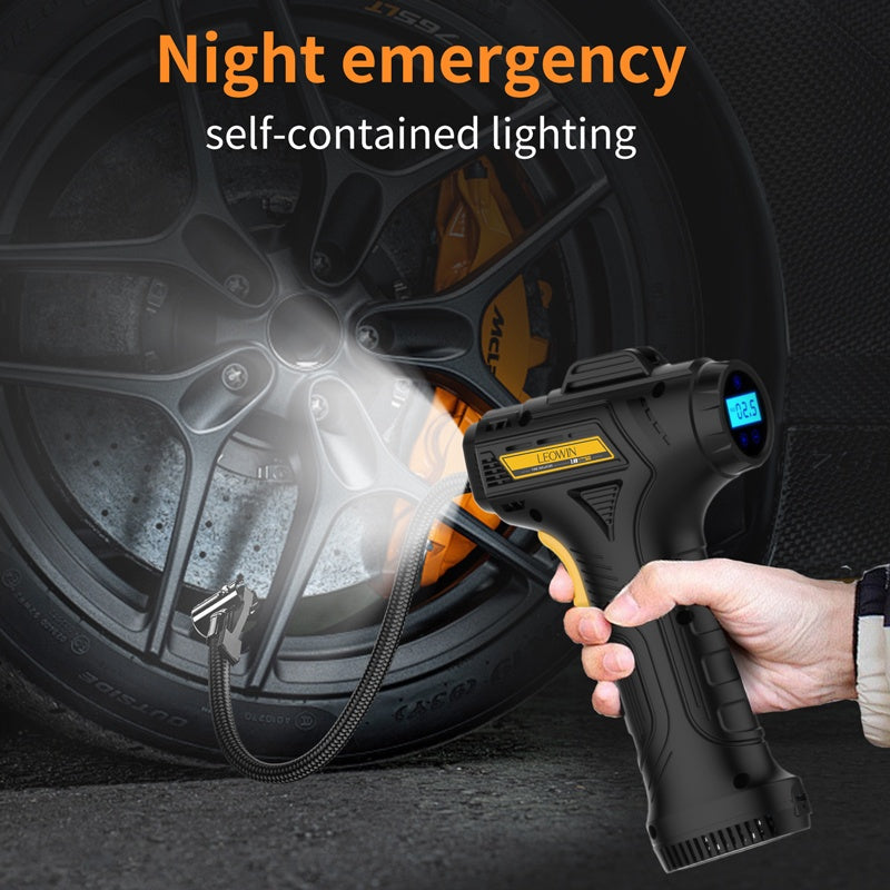 Portable Tire Inflator Air Compressor – 150 PSI Cordless Handheld Air Pump with Auto-Shutoff, Digital Pressure Gauge & LED Light for Cars, Motorcycles, Bikes & Balls, Rechargeable