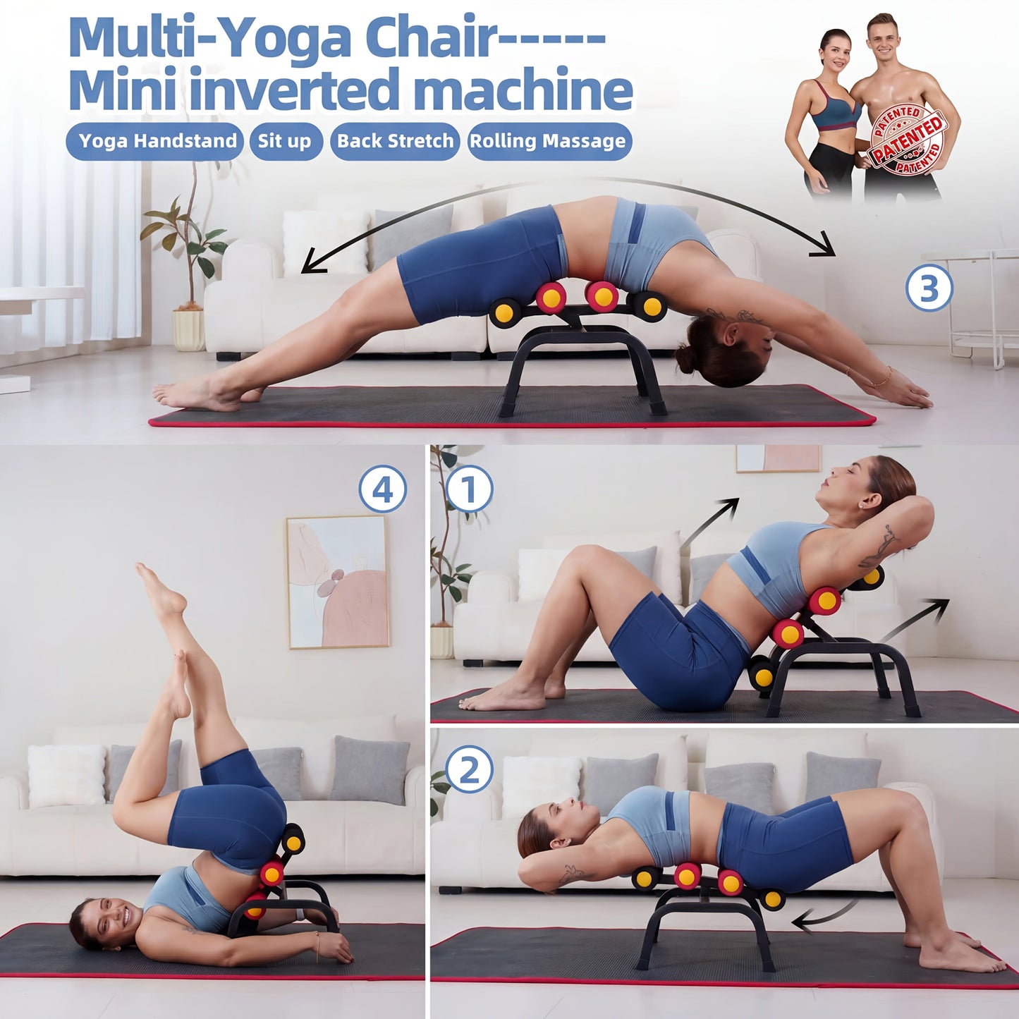 Mini Inversion Table Back Stretch Machine – Ab Trainer, Handstand Training, Yoga Fitness Equipment, Total Body Workout, Stretches Back & Neck, Home Gym Exercise Machine