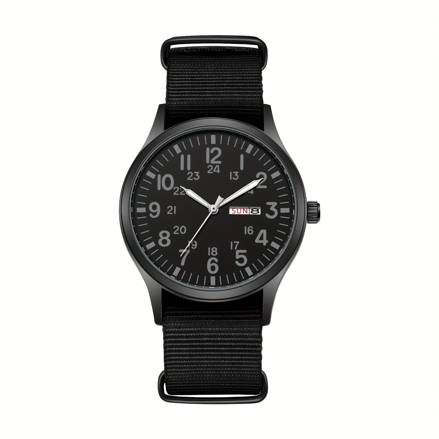 Men's Outdoor Sports Quartz Watch with Nylon Strap – Luminous Dial 24-Hour Military Scale Calendar Function, Lightweight Alloy Case, Multiple Colors Available, Casual Business Adventure Gift Watch for Men