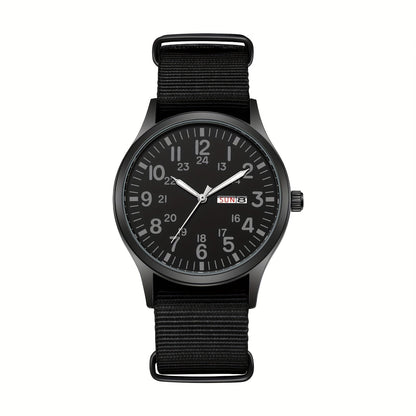 Men's Outdoor Sports Quartz Watch with Nylon Strap – Luminous Dial 24-Hour Military Scale Calendar Function, Lightweight Alloy Case, Multiple Colors Available, Casual Business Adventure Gift Watch for Men